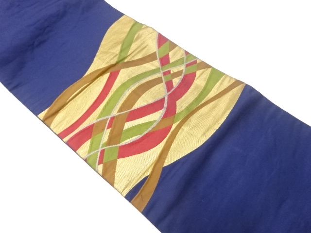 JAPANESE KIMONO / VINTAGE NAGOYA OBI / SILK / WOVEN ABSTRACT STRIPE